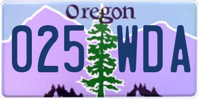OR license plate 025WDA