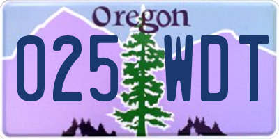 OR license plate 025WDT