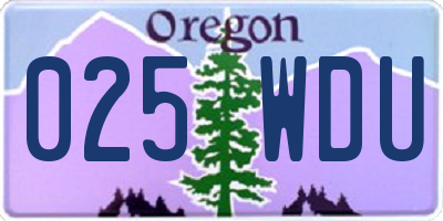 OR license plate 025WDU