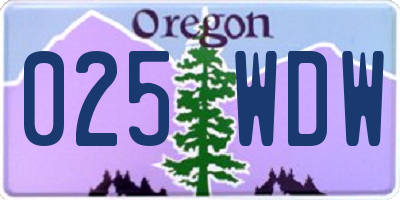 OR license plate 025WDW