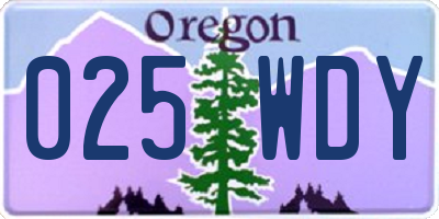 OR license plate 025WDY