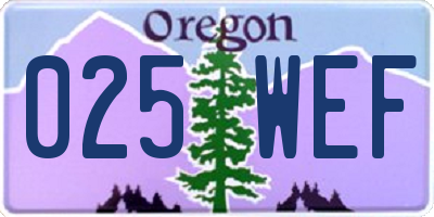 OR license plate 025WEF