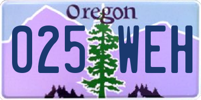 OR license plate 025WEH