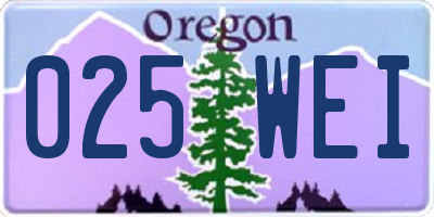 OR license plate 025WEI
