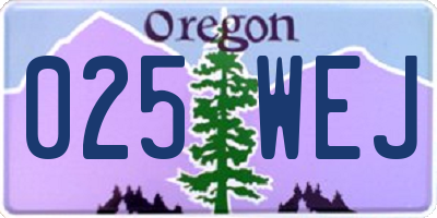 OR license plate 025WEJ
