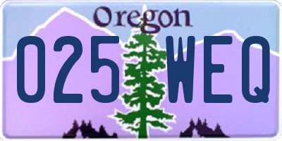 OR license plate 025WEQ