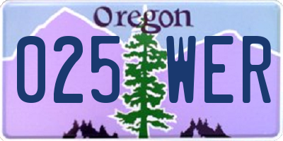 OR license plate 025WER