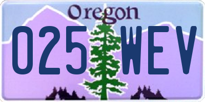 OR license plate 025WEV