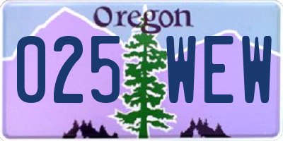 OR license plate 025WEW