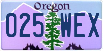 OR license plate 025WEX