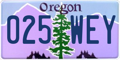 OR license plate 025WEY