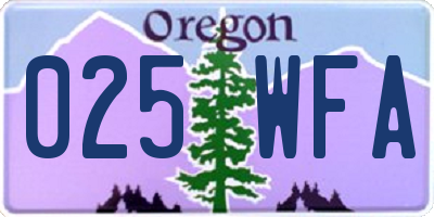 OR license plate 025WFA