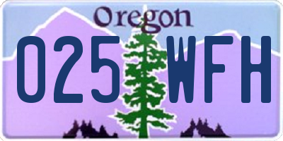 OR license plate 025WFH