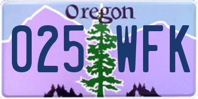 OR license plate 025WFK
