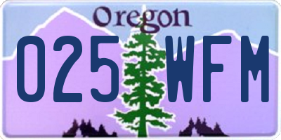 OR license plate 025WFM