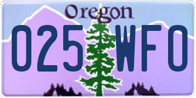 OR license plate 025WFO