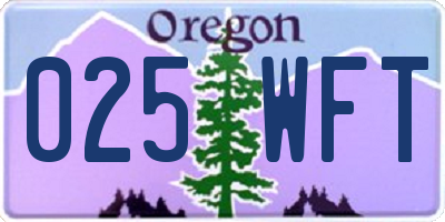 OR license plate 025WFT