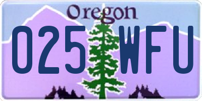 OR license plate 025WFU
