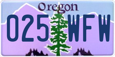 OR license plate 025WFW