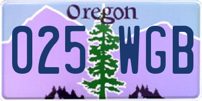 OR license plate 025WGB
