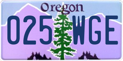 OR license plate 025WGE