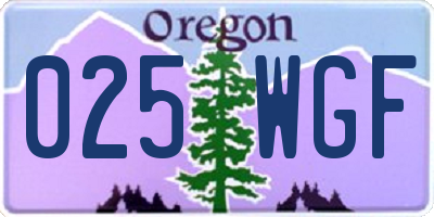 OR license plate 025WGF