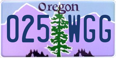 OR license plate 025WGG