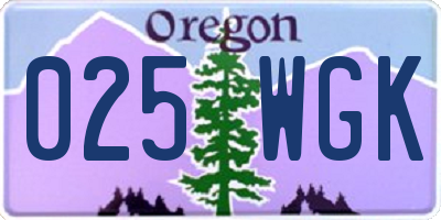 OR license plate 025WGK