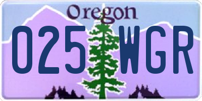 OR license plate 025WGR