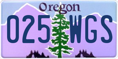OR license plate 025WGS