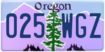 OR license plate 025WGZ