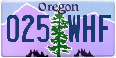 OR license plate 025WHF