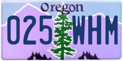 OR license plate 025WHM