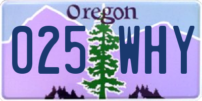 OR license plate 025WHY
