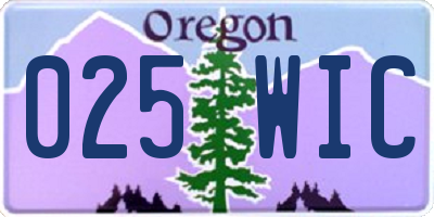 OR license plate 025WIC