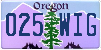 OR license plate 025WIG