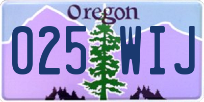 OR license plate 025WIJ