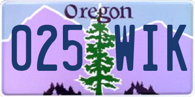 OR license plate 025WIK