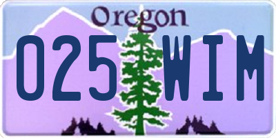 OR license plate 025WIM