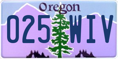OR license plate 025WIV