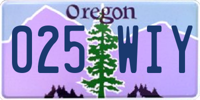 OR license plate 025WIY