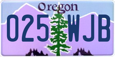 OR license plate 025WJB