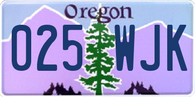 OR license plate 025WJK