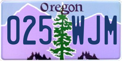 OR license plate 025WJM