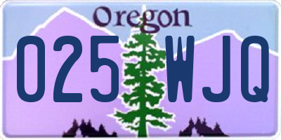 OR license plate 025WJQ