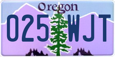 OR license plate 025WJT