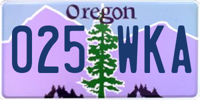 OR license plate 025WKA