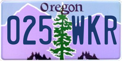 OR license plate 025WKR