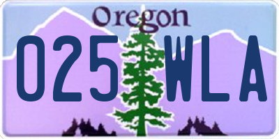 OR license plate 025WLA