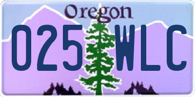 OR license plate 025WLC
